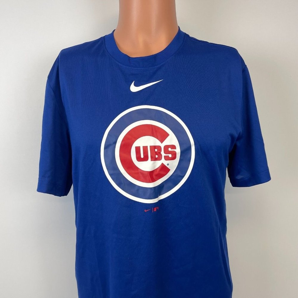 Nike Chicago Cubs Logo Performance Dri Fit T Shirt MLB Baseball Blue Size S